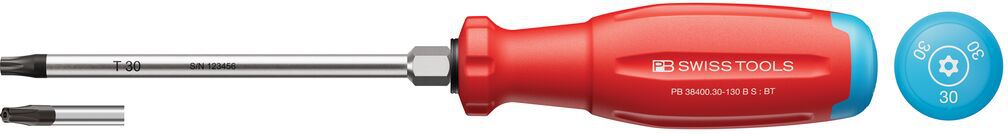 PB Schraubenzieher, SwissGrip Evo, TORX m. bohrung PB 38400 , T30 , L=130mm - Schraubenzieher