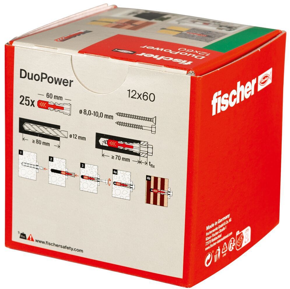 FISCHER Universaldübel Duopower Ø12mm , L=60mm , grau/rot - Fischer Befestigung