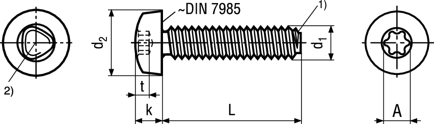 Gew-Furch Linsenschr I-6rd St vzb BN13916 DIN7500 M2x6/X6 - Bossard Schrauben