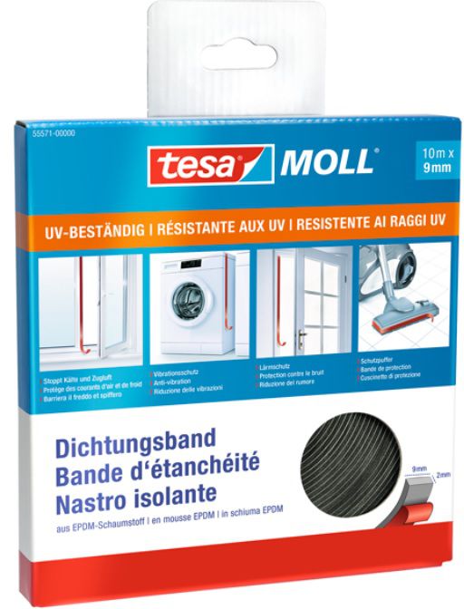 TESA Dichtungsband, EPDM schwarz 9 x 2mm, L= 10m, 55571-04 - Dichten