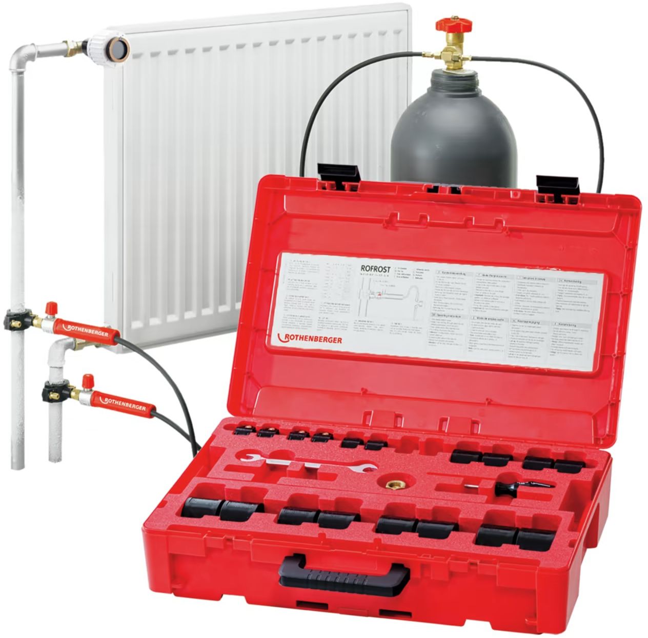 ROTHENBERGER Rofrost Trockeneis-Set CU , Stahlrohre bis 2" , ohne Flasche - Sanitärwerkzeuge