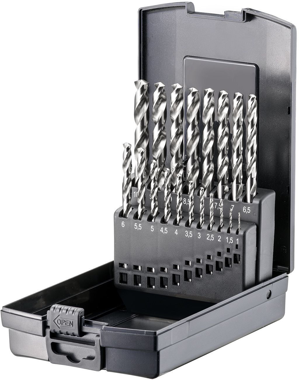 FORTEC Spiralbohrer Satz DIN 338, 19-tlg. Ø1.0-10.0 x 0.5mm, HSS-G, Typ N - Bohren