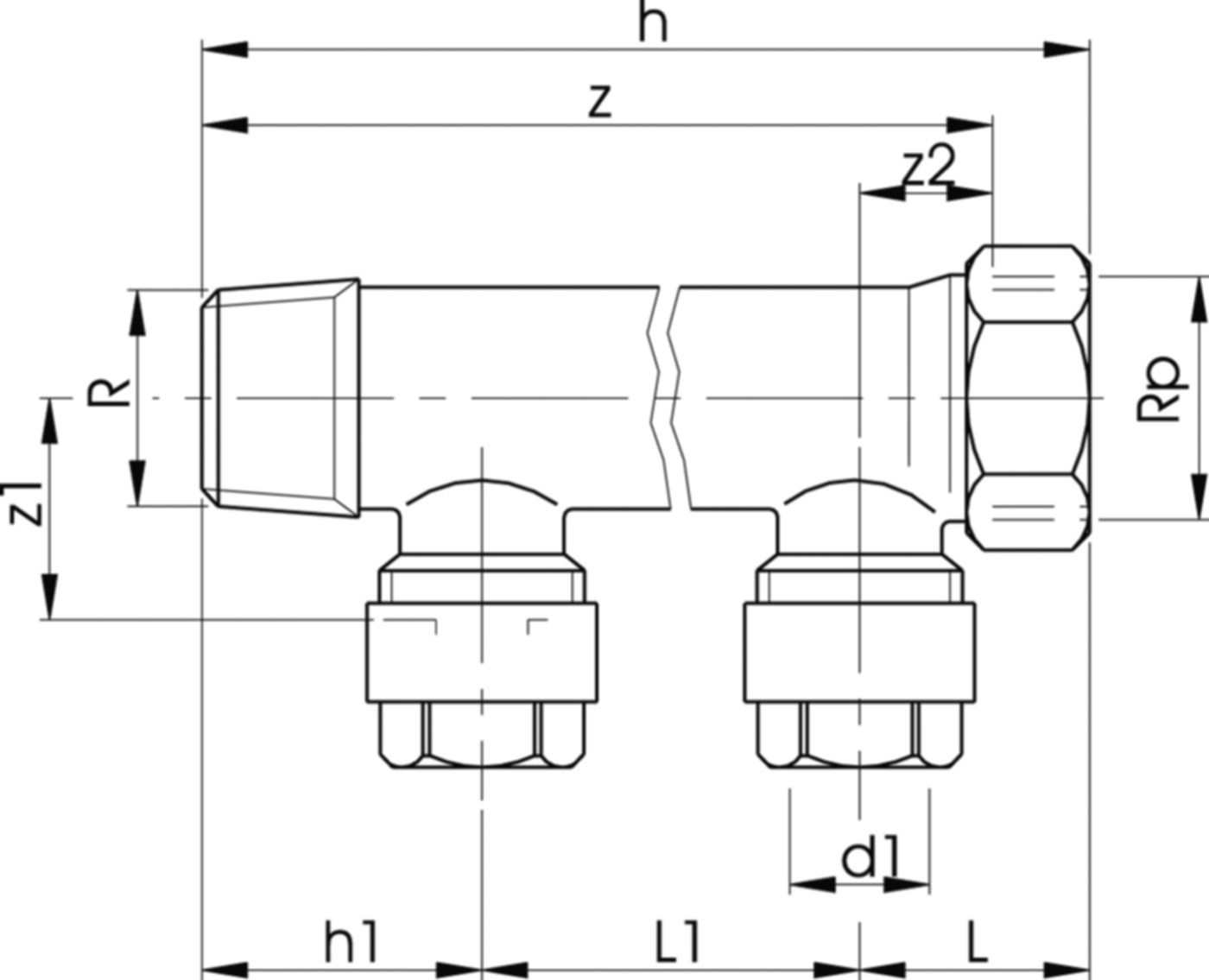 Verteiler 1fach 3/4"-16 3270 760 857 061 (760 853 189) - GF Instaflex-Klemmprogramm