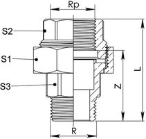Verschraubung 8331 IG/AG 3/8" - Rotguss-Gewindefittings