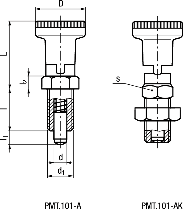 Rastbolzen Elesa® PMT.101-A/AK St BN21225 51631 Ø8 / M16x1,5 A - Bossard Schrauben