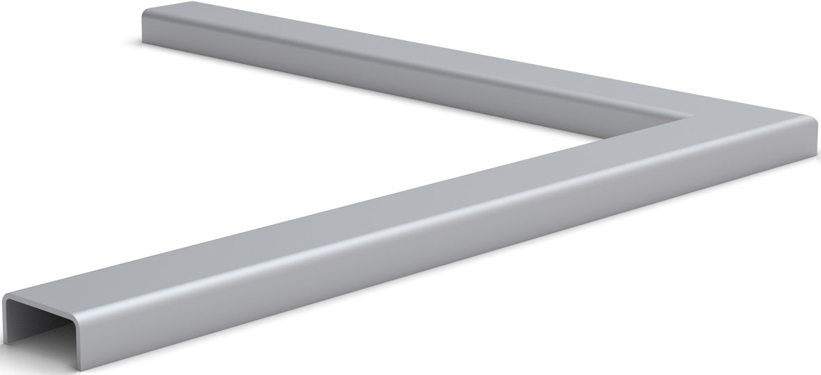 Abdeckprofil 16 x 11 x 1.25 mm für Eckverbindung für Glas 13 mm, geschweisst 90°, 250 x 250 mm, CNS - INOXTECH-Handlauf-/Geländer-System