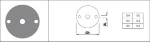 Wandpaltten gestanzt, 2 Loch 60 x 3 mm Zentrums-Ø 10 mm S235JR - INOXTECH-Handlauf-/Geländer-System