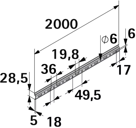 Hettich Schrankaufhängung Schiene verzinkt, Traglast 150kg, 2000mm - Diverse Möbelbeschläge und Zubehör