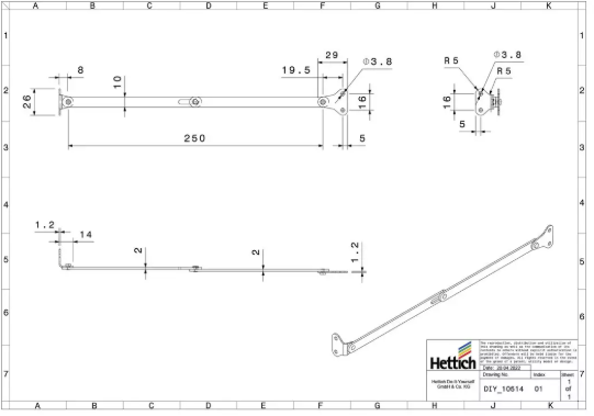 Hettich Klappenhalter vernickelt, 250mm, à 2 Stk - Diverse Möbelbeschläge und Zubehör