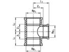 Inox-T-Stück red. 1/2"-3/8"-1/2" 1130 - Rostfreie Gewindefittings