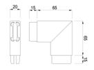 Rohrecke spitz 90° für Rohr 40/20/2m geschliffen, CNS 1.4301 EN 10088 137218 - INOXTECH-Handlauf-/Geländer-System