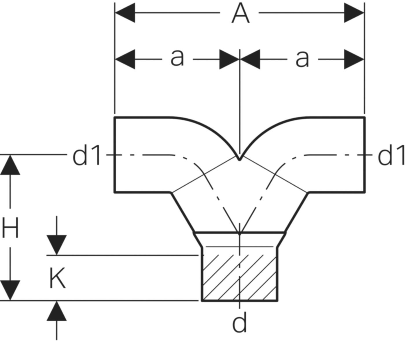 Hosenabzweig 2 x 90° 110/ 90mm 310.481.14.1 - Geberit-PE-Silent-Formstücke