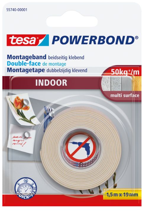 TESA Montageband, Indoor, doppelseitig B= 19mm, L= 1.5m, 55740 - Kleben