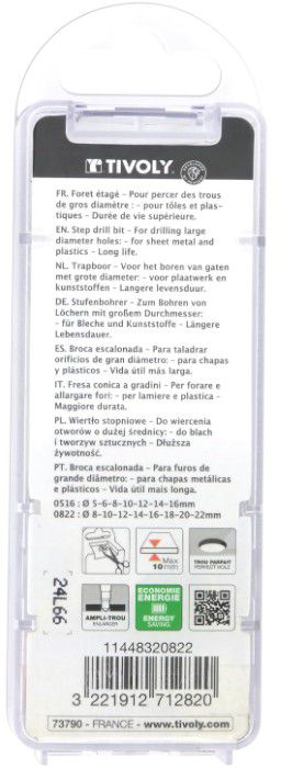 TIVOLY Stufenbohrer XL HSS tialN TSP Spitze Schaft 10 , 8-10-12-14-19-18-20-22 mm - Bohren