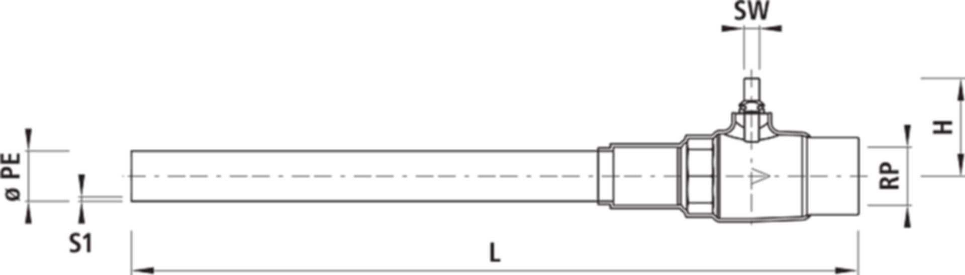 Ausblase-Kugelhahn mit PE-Rohr 6892 DN 40 / d 50mm - Hawle Armaturen