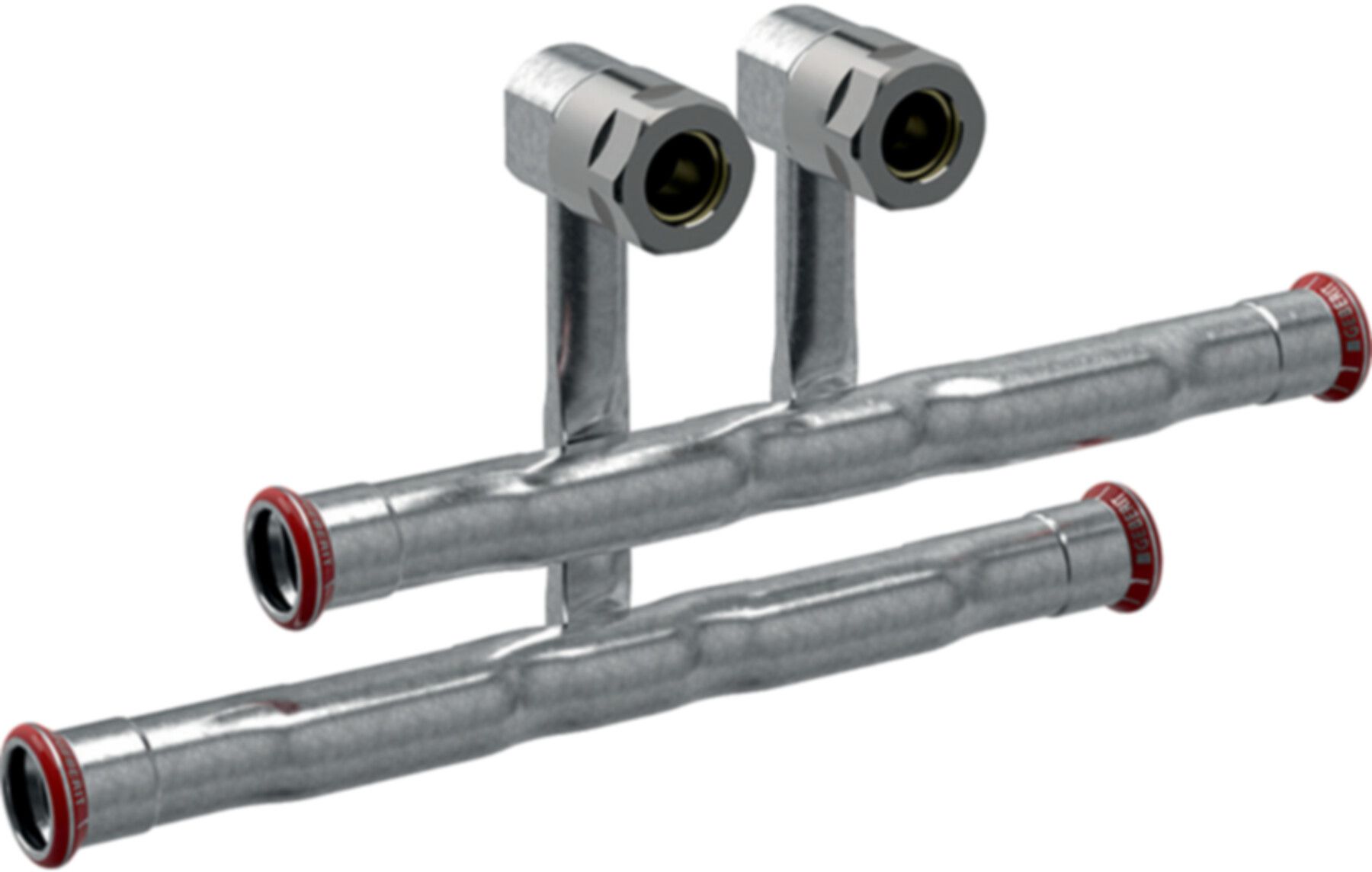 Set Anschluss-T-Stücke 18-15mm 24046 für Vor- und Rücklauf, mit Anschlussver. EK - Mapress-Heizungs-Formstücke