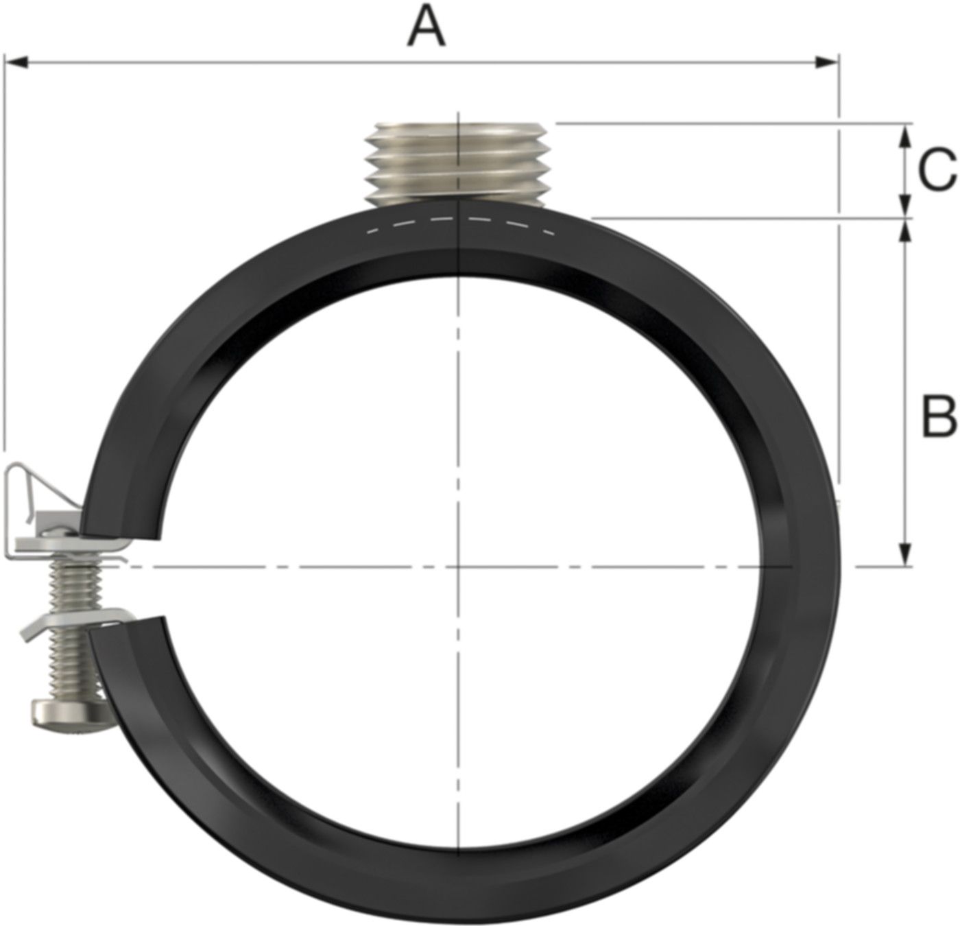 RS Inox BSA mit Gummi,ohne Mf. 1/2"/M10 108 - 116 mm 4" 51977 - Flamco-Rohrschellen INOX