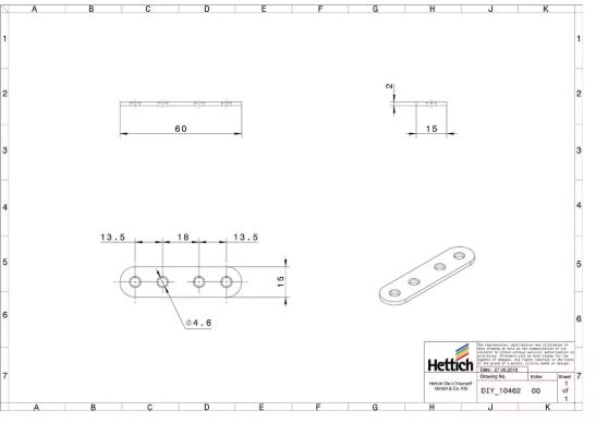 Hettich Verbindungsblech schwarz, 60 x 15mm - Diverse Möbelbeschläge und Zubehör