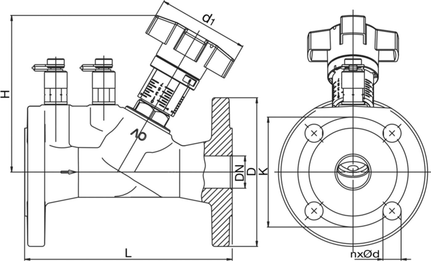 Strangregulierventil Hydrocontrol VFC PN 16 DN 65 L 290 mm GG25 106 26 51 - Oventrop Strangregulierventile