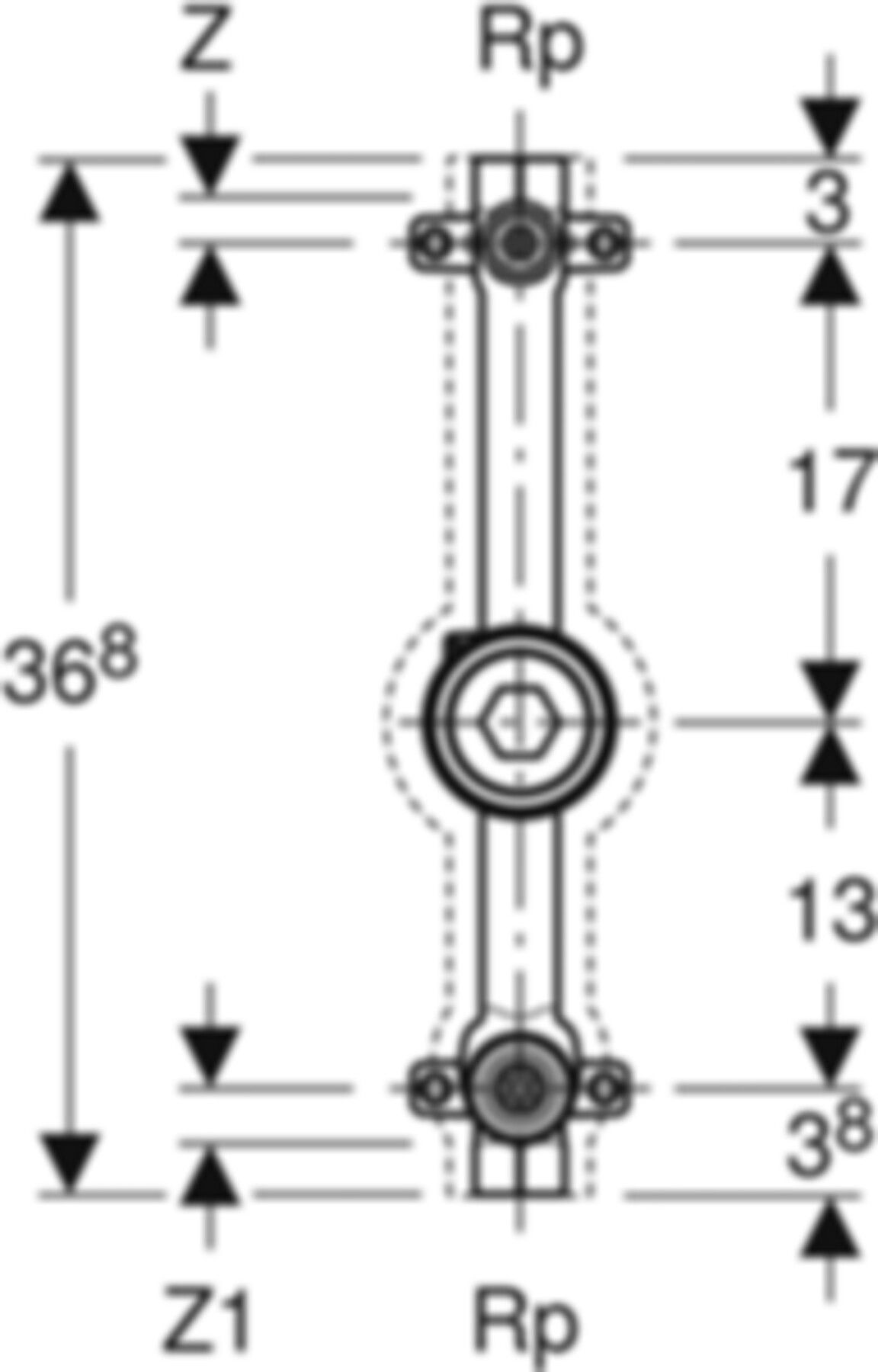 Wasserzählerstrecke 3/4" 603.098.21.1 mit UP-Ventil und Anschluss-T-Stück - Geberit Systemventile / Armaturen
