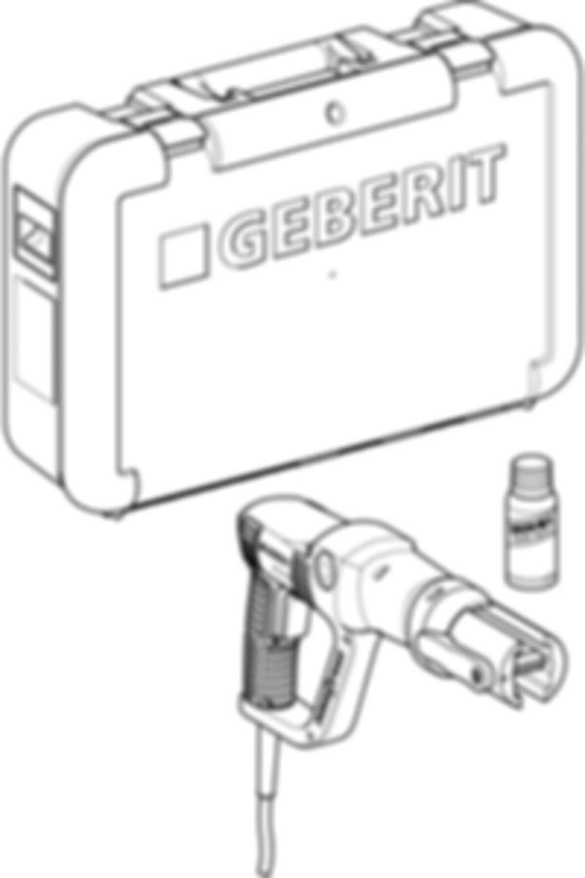 Presswerkzeug EFP203 (2) 691.026.P3.1 im Koffer, Netzbetrieb, mit FlowFit Einsatz - Geberit Werkzeuge und Zubehör