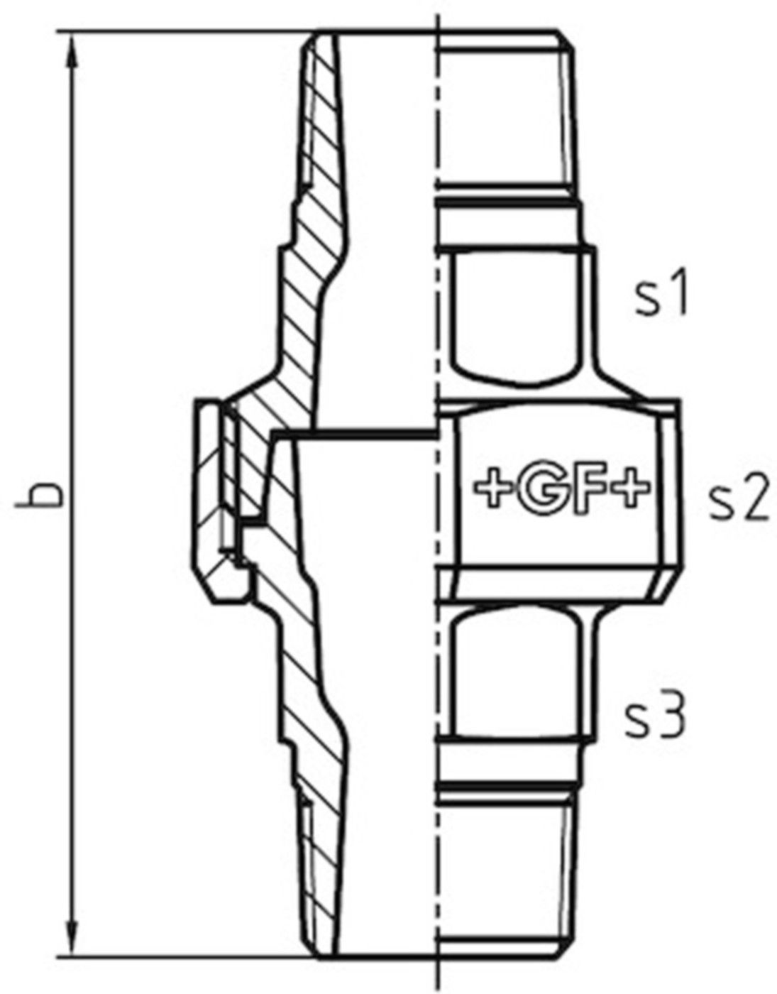 Verschraubung 344 V 2" m/Kegeld. 770 344 209 - GF verz. Tempergussfittings