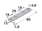 Hettich Verbindungsblech verzinkt, 15 x 80mm, Stärke 2mm - Diverse Möbelbeschläge und Zubehör