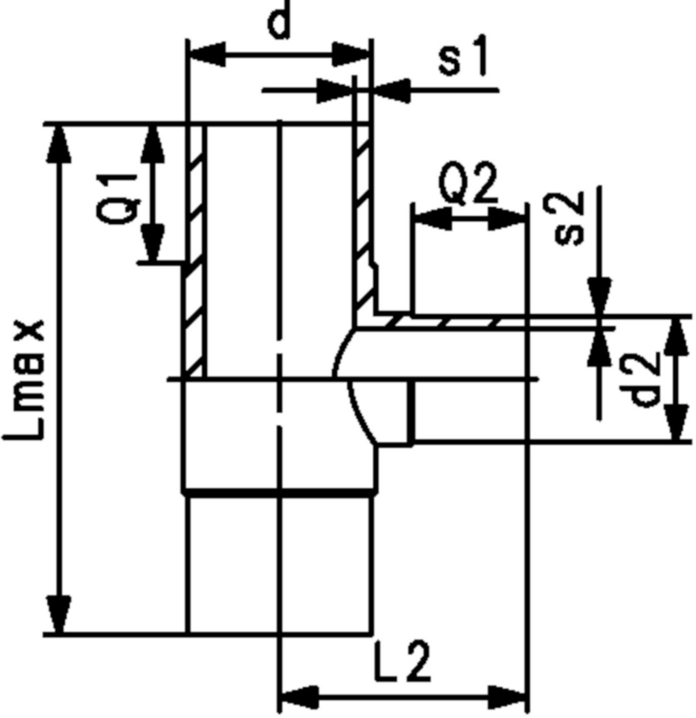 Tee reduziert PE100 S8 PN 10 d 90/ 75mm 753 201 855 - PE100 Stutzenformstücke langschenklig