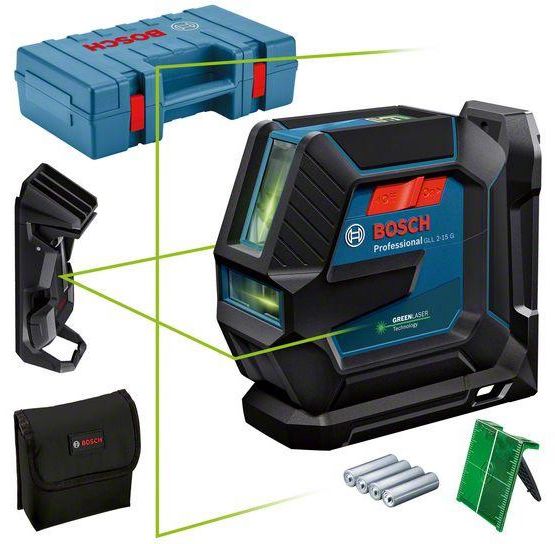 BOSCH Linienlaser  GLL 2-15 G Arbeitsbereich 15m, IP64, 1/4",  im Koffer - Bosch Elektrowerkzeuge