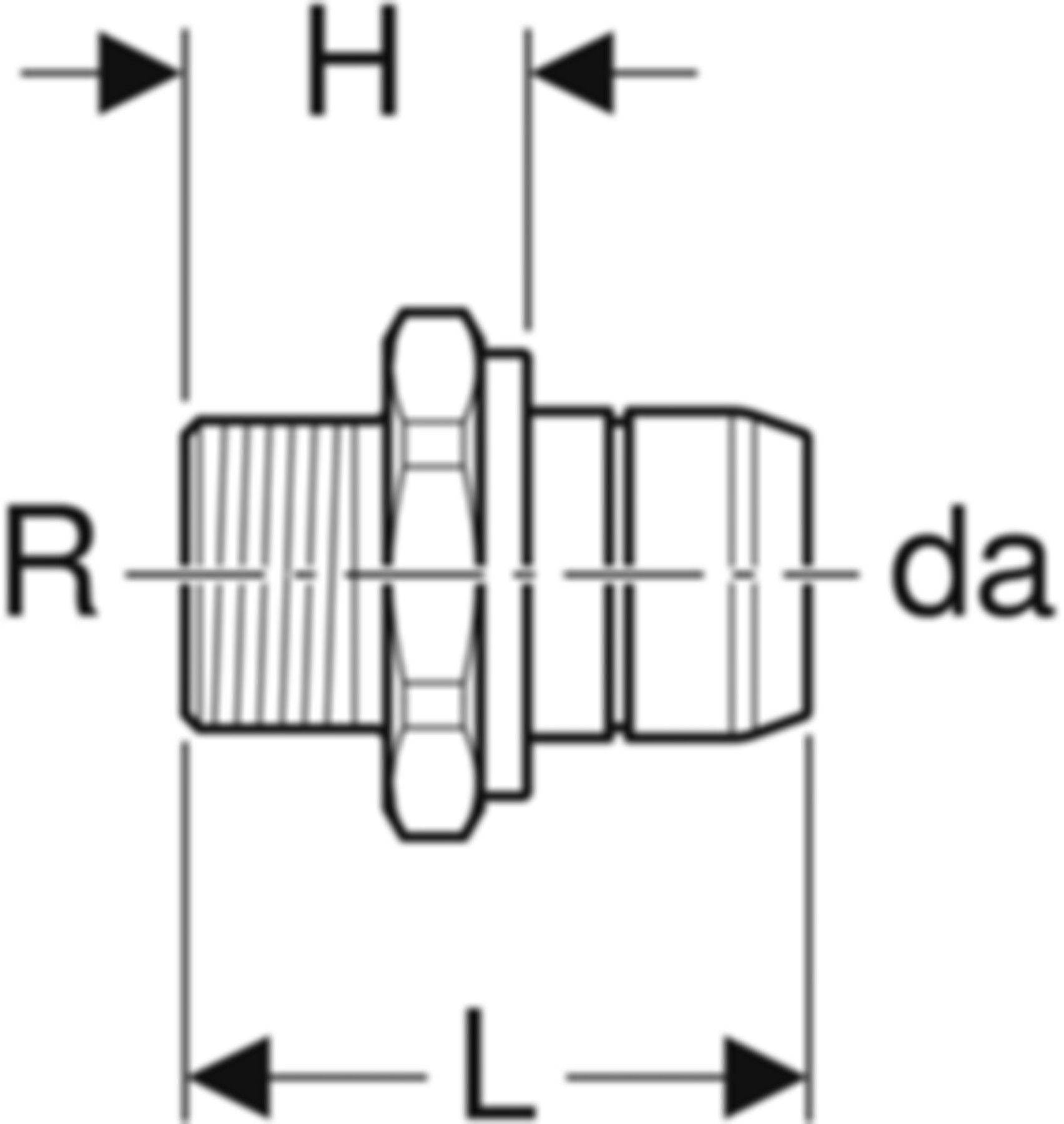 Verteiler-Steckübergang 653.431.00.1 28mm- 1" mit Aussengewinde - Geberit-Push Fit-Formstücke