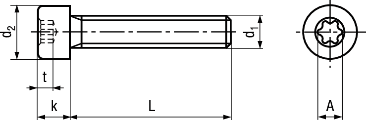 Zyl-Schr I-6rd o Schaft ST 8.8 VZB BN4852 ISO14579 M6x45/X30 - Bossard Schrauben