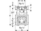 GIS-Waschtisch-Set Standarm.461.157.00.2 mit 2 Wasserzählerstrecken mit UP-Ventil - Geberit Systemventile / Armaturen