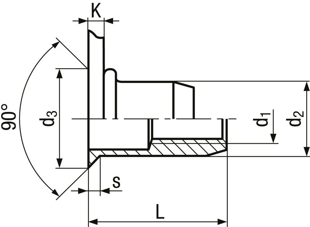 TUBTARA® Senkkopf offen Alu BN4576 M8UT/ALS4,5 - Bossard Schrauben
