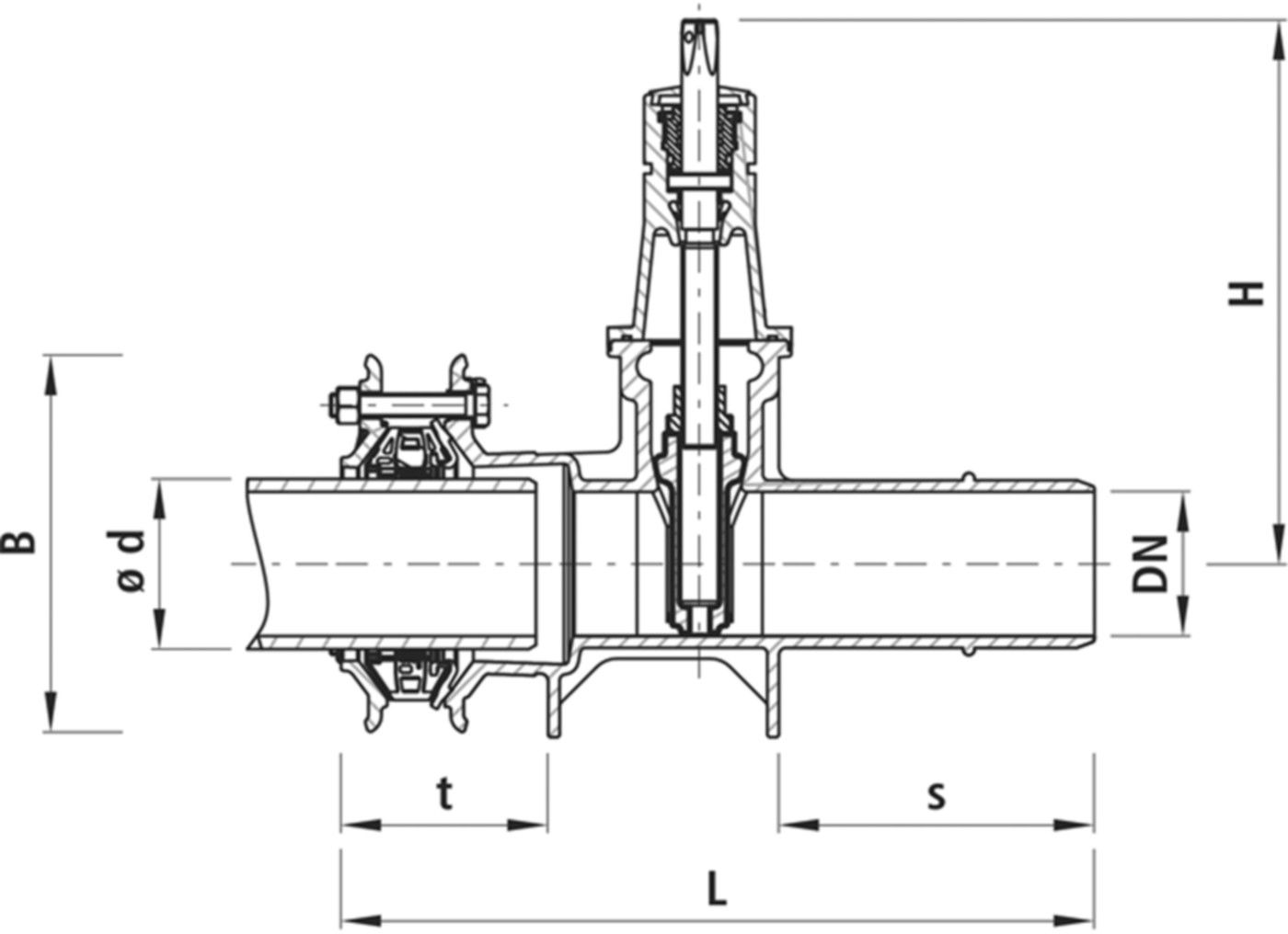 Spitzend/Mehrbereichsmuffenschieber 4253 Synoflex BLS DN 200 - Hawle Synoflex