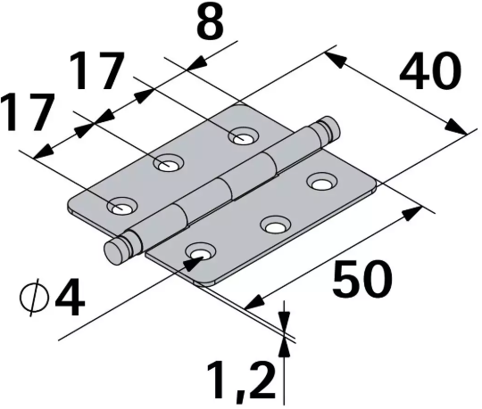 Hettich Zierscharnier vermessingt, 50 x 40mm, à 2 Stk - Diverse Möbelbeschläge und Zubehör