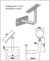 Geschw Wandkonsole eck waag bewegl vers HI. 33.7/ 12 mm links geschl. 1.4301 - INOXTECH-Handlauf-/Geländer-System