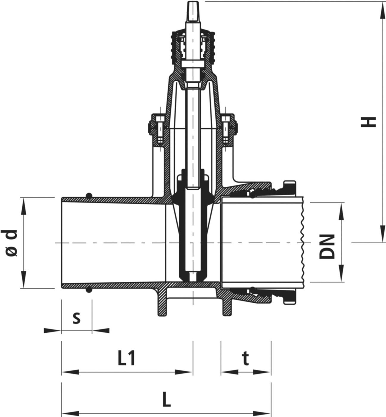 Spitzend/Schraubmuffenschieber Gas 4255 DN 80 - Hawle Armaturen