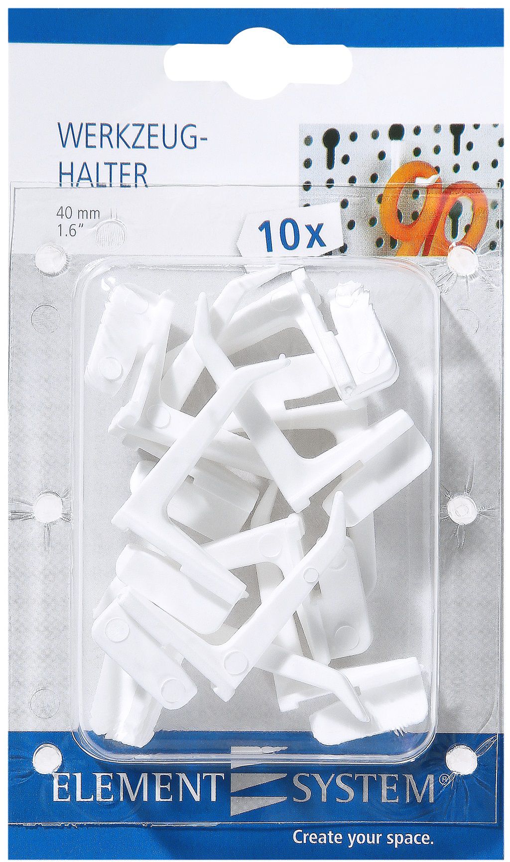 Werkzeughalter, Kunststoff weiss, L=40mm Set à 10 Stück - Elementsysteme