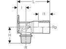 Anschlusswinkel 90° 1/2"- MF1/2" 602.299.00.1 mit Aussengewinde - Geberit-Push Fit-Formstücke
