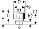 Stutzen mit Verschraubung reduziert d 63/ 56mm 364.753.16.1 - Geberit-PE-Formstücke