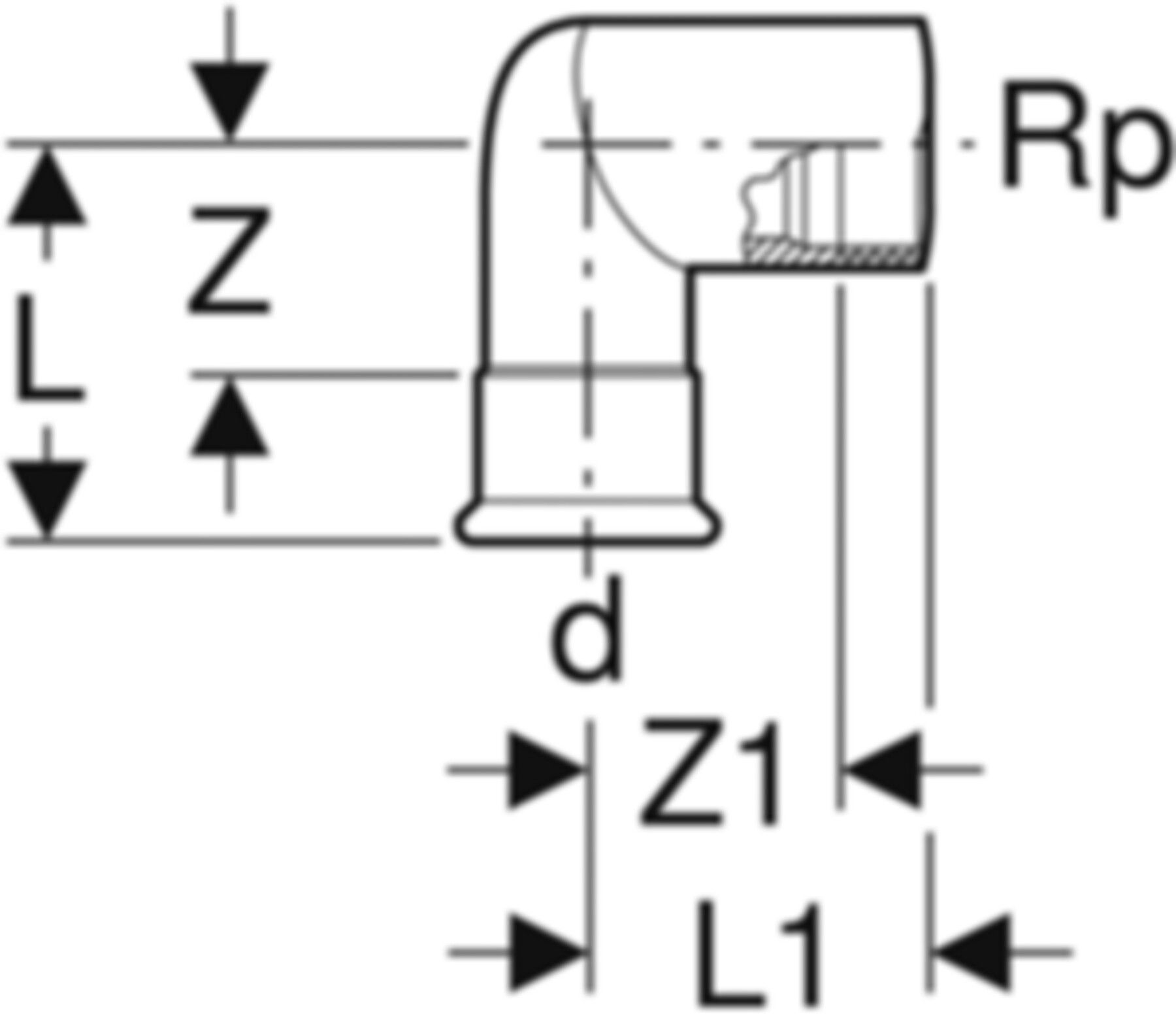 Übergangswinkel 90° m/IG 18mm-1/2" 34145 - Mapress-Gas-Formstücke