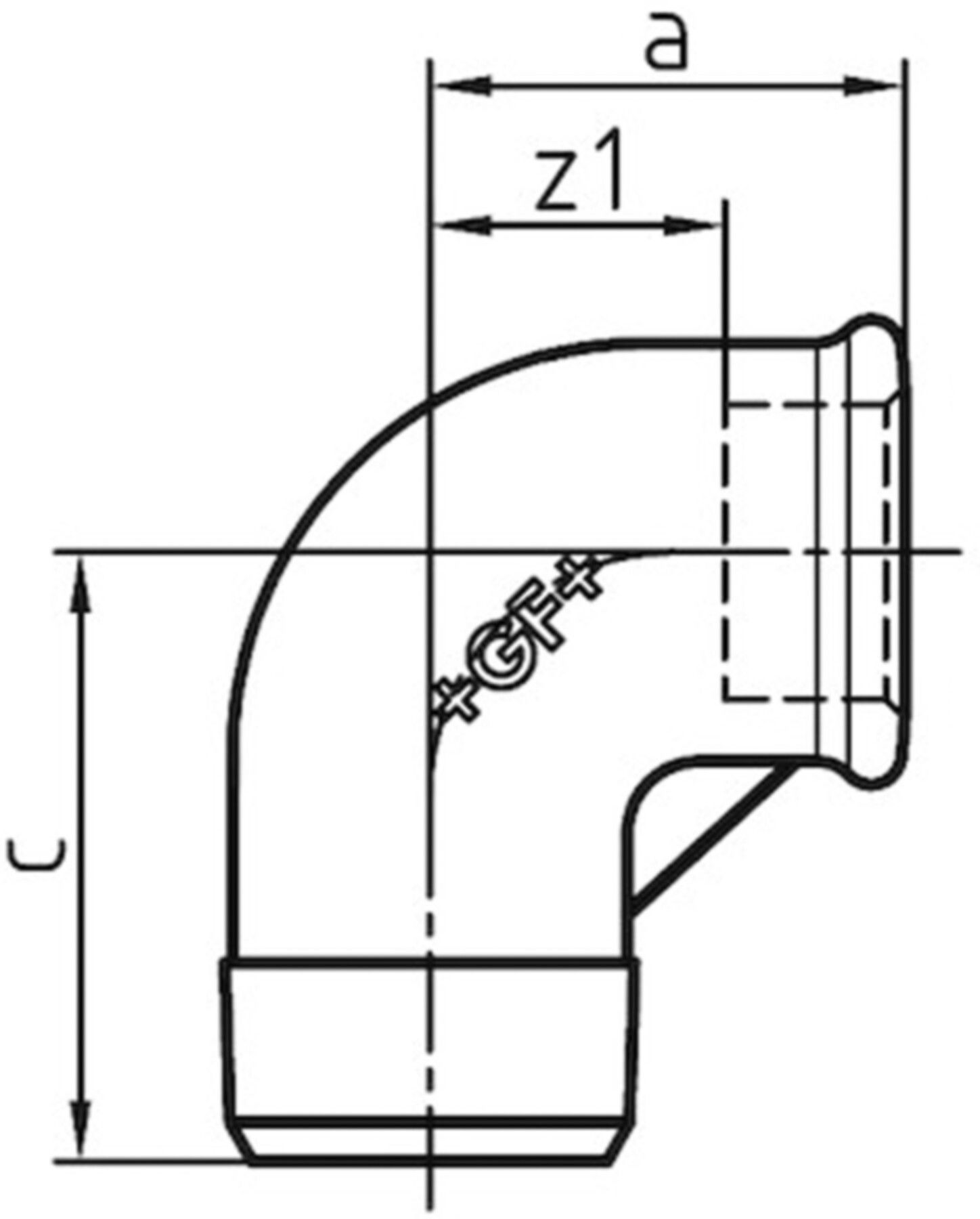 Winkel red. IG 92 V 1/2"- 3/4" 770 092 225 - GF verz. Tempergussfittings