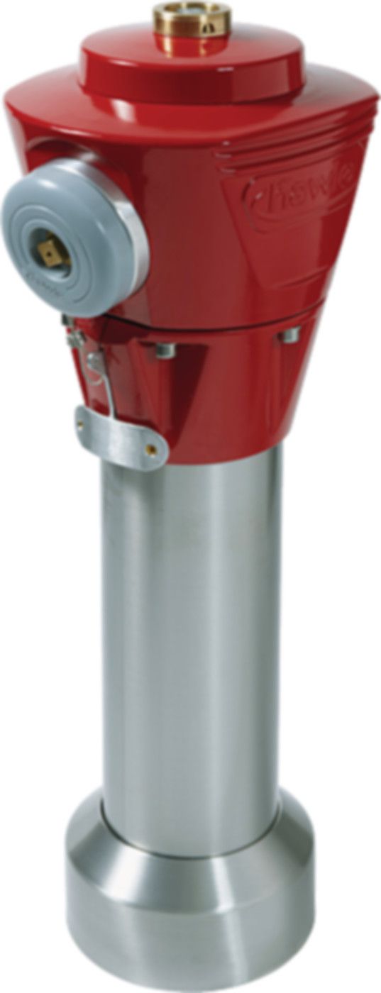 Oberteil H4-HV INOX N531, runder Übergangsflansch Storzdeckel Typ 2, rubinrot - Hawle Hydranten