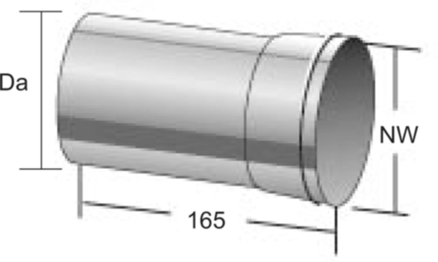 Alkon Übergang Glatt d 150 mm 6KBGV150 - Kaminsystem V4A einwandig