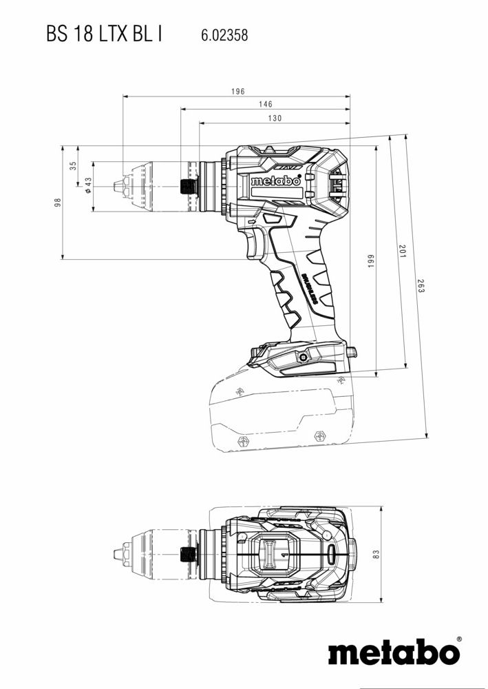 Akku-Bohrschrauber BS 18 LTX BL I 18V, 1.5-13mm, 65/130Nm  , Solo in MetaBox - Metabo Elektrowerkzeuge