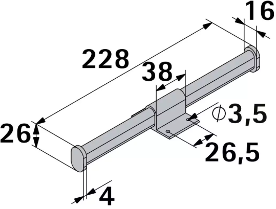 Hettich Kleiderstange Aluminium, silber eloxiert, 225mm - Diverse Möbelbeschläge und Zubehör