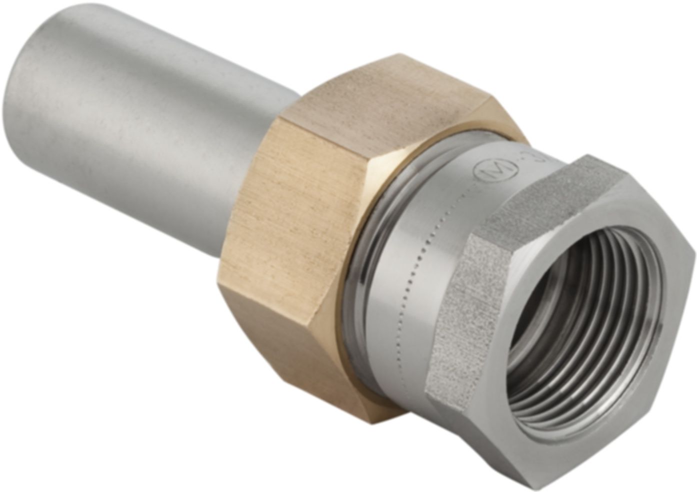 Übergang lösbar mit IG 15mm- 1/2" 35380 Überwurfmutter Messing mit Steckende - Mapress-Sanitär-Presssystem-Formstücke