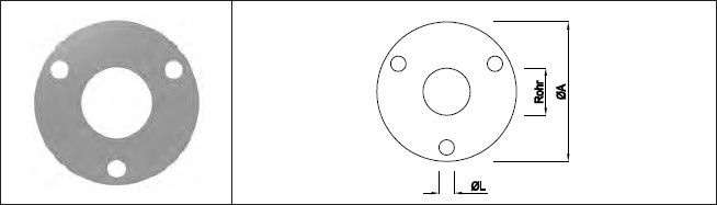 Fusspl. ru. 80mm m. Zentrumsl. 33.7mm 3 Befestigungsl. Ø 11 mm geschl. 1.4301 - INOXTECH-Handlauf-/Geländer-System