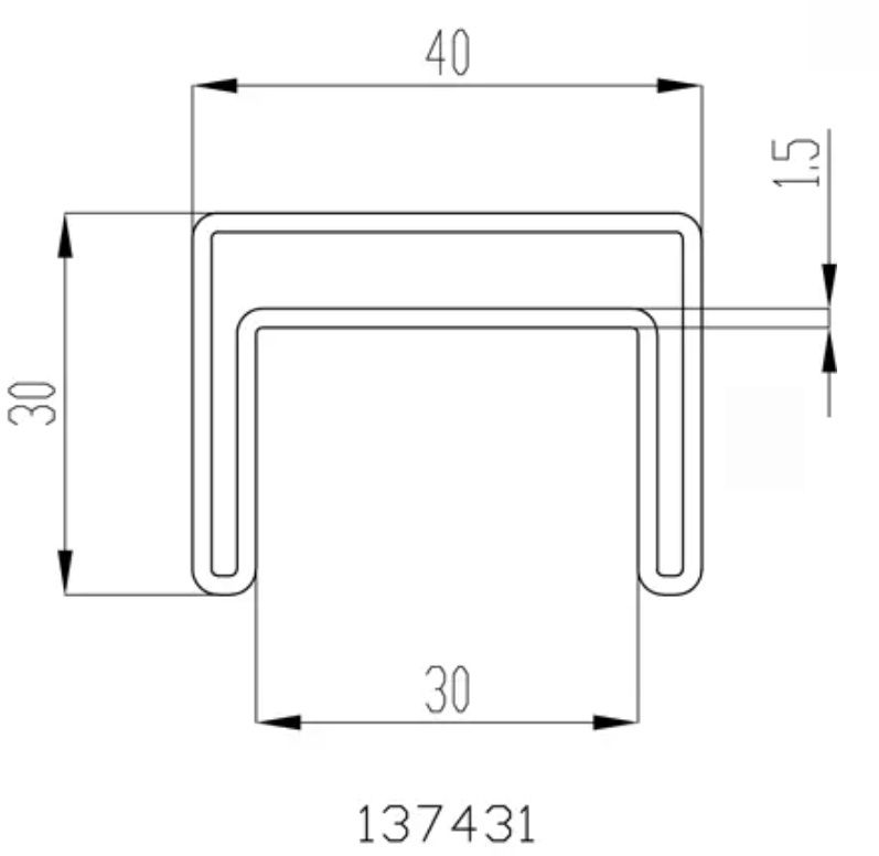 Abdeckprofil eckig 1.4301 L=6000mm , Glasdicke 21/25mm , 40x30mm - INOXTECH-Handlauf-/Geländer-System