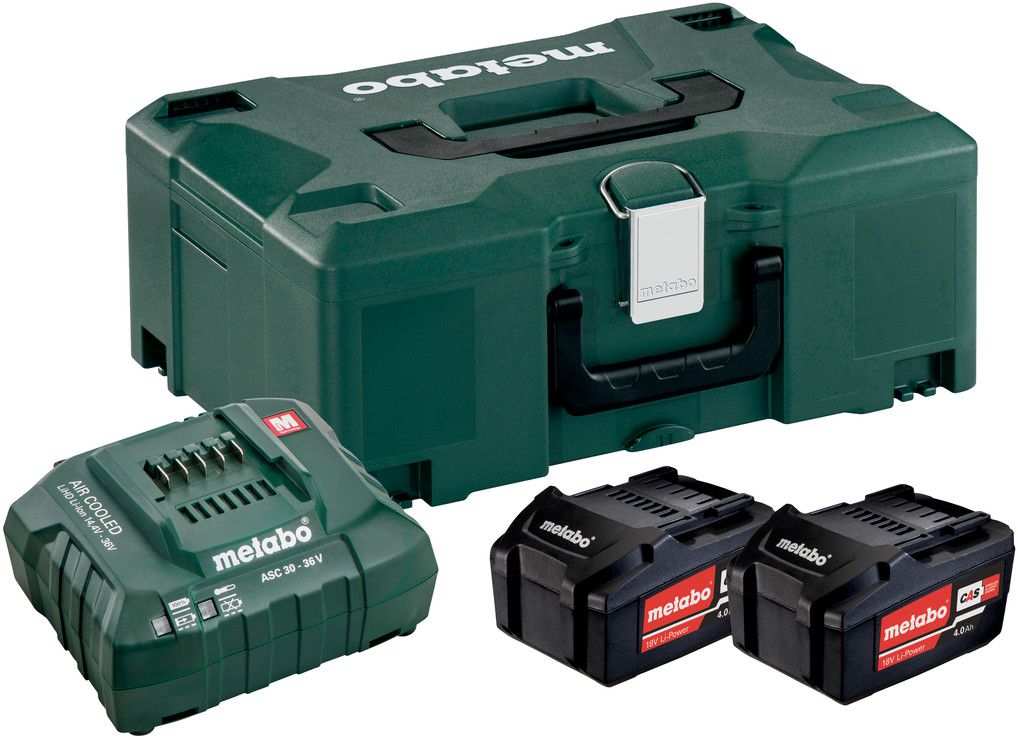 Basis-Set 4.0Ah Metaloc 18V, Li-Ion, 2 x 4.0Ah +Ladegerät im Koffer - Metabo Maschinenzubehör